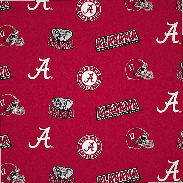 Alabama Crimson Tide NCAA Allover Design Cotton Fabric AL-045-Sold By Yard
