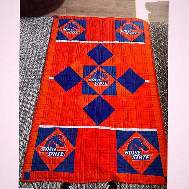 Boise State Broncos Quilt Throw Blanket Orange Blue 54x84 Logo Chair Inc NCAA