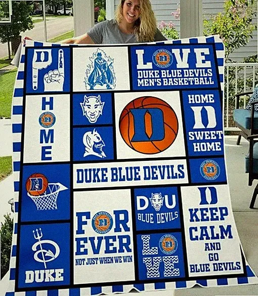 College Blue White Game Day Flannel Blanket Cozy Student Gift