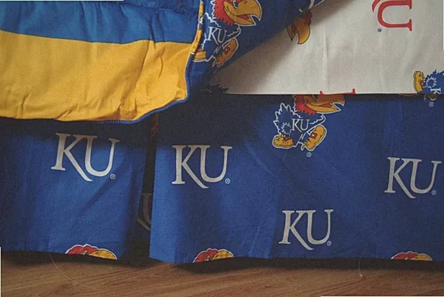 College Covers Everything Comfy Kansas Jayhawks Dust Ruffle Bed Skirt, Queen