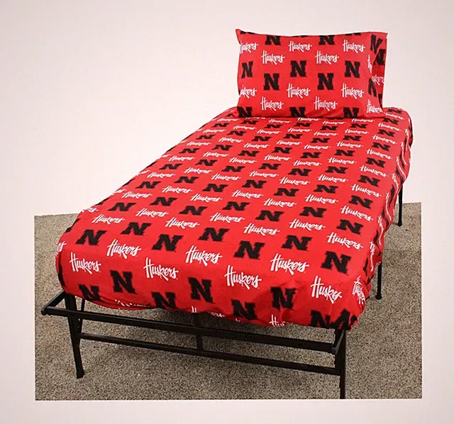 College Covers Nebraska Cornhuskers Sheet Sets, Twin, Team Color