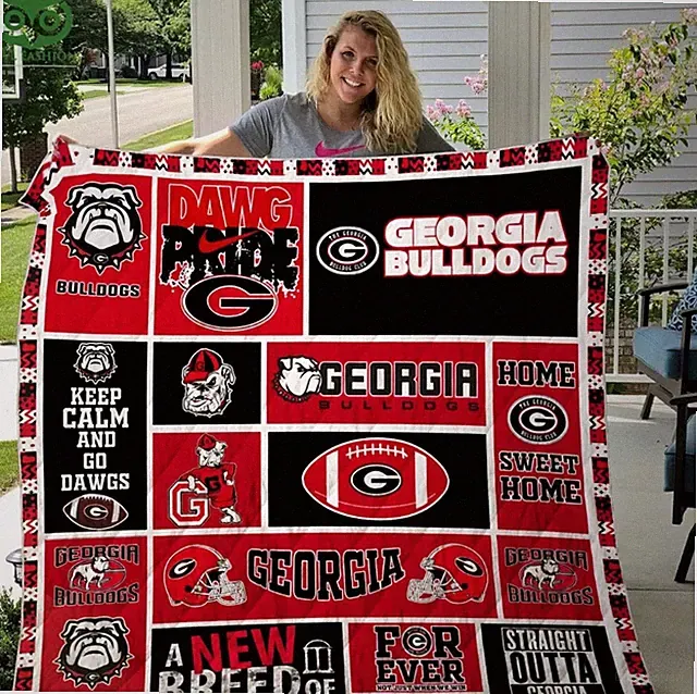 Georgia Bulldog Ncaa Quilt Blanket Gift For Fans