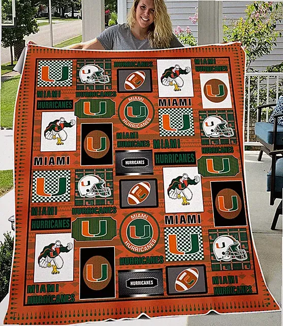 Miami Hurricanes Flannel Blanket NCAA Fan Gift Cozy College Football Throw USA