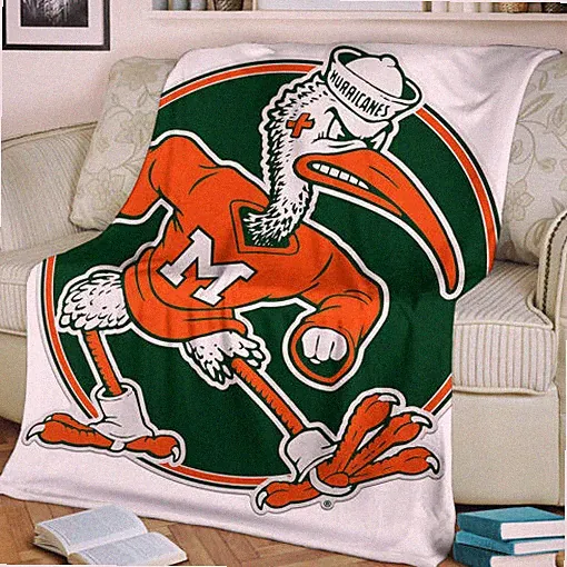 Miami Hurricanes Fleece Blanket Throw Football Fan Gift NCAA Decor
