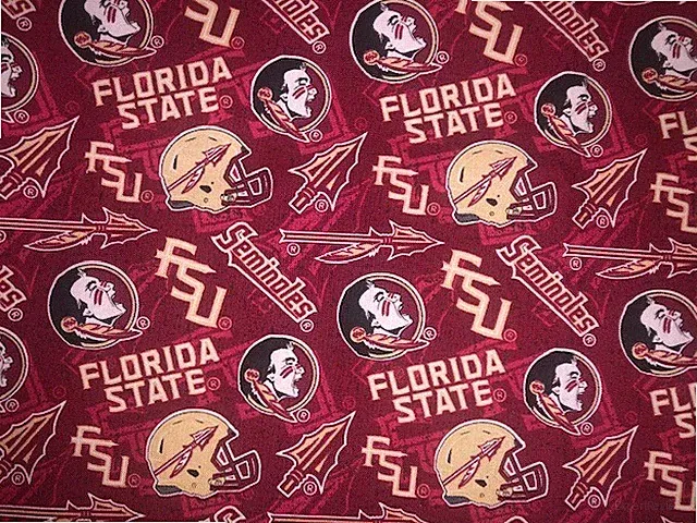 NCAA Florida State Seminoles FSU 100% Cotton Fabric by the Quarter Yard 9" x 42"