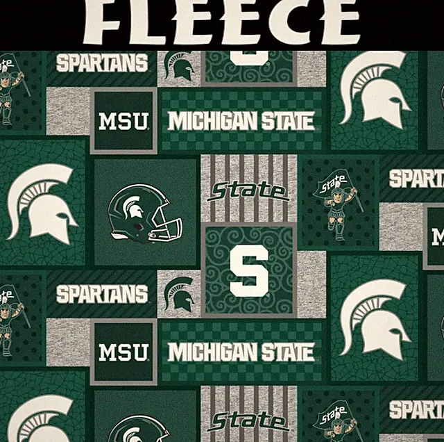 NCAA Michigan State Patch MIST-1177 Fleece Fabric by the Yard
