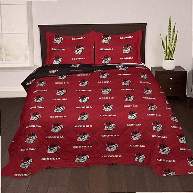 NCAA Quilted Throw Blanket with 2 Shams, Soft Cozy Bedding, All Seasons, 90 X 90