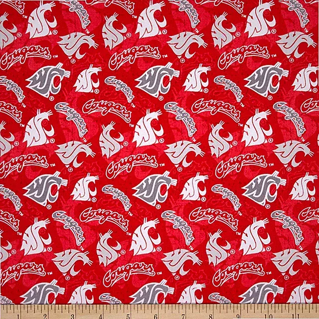 NCAA Washington State Cougars 1178 Tone on Cut by the Yard, Red/Gray/White