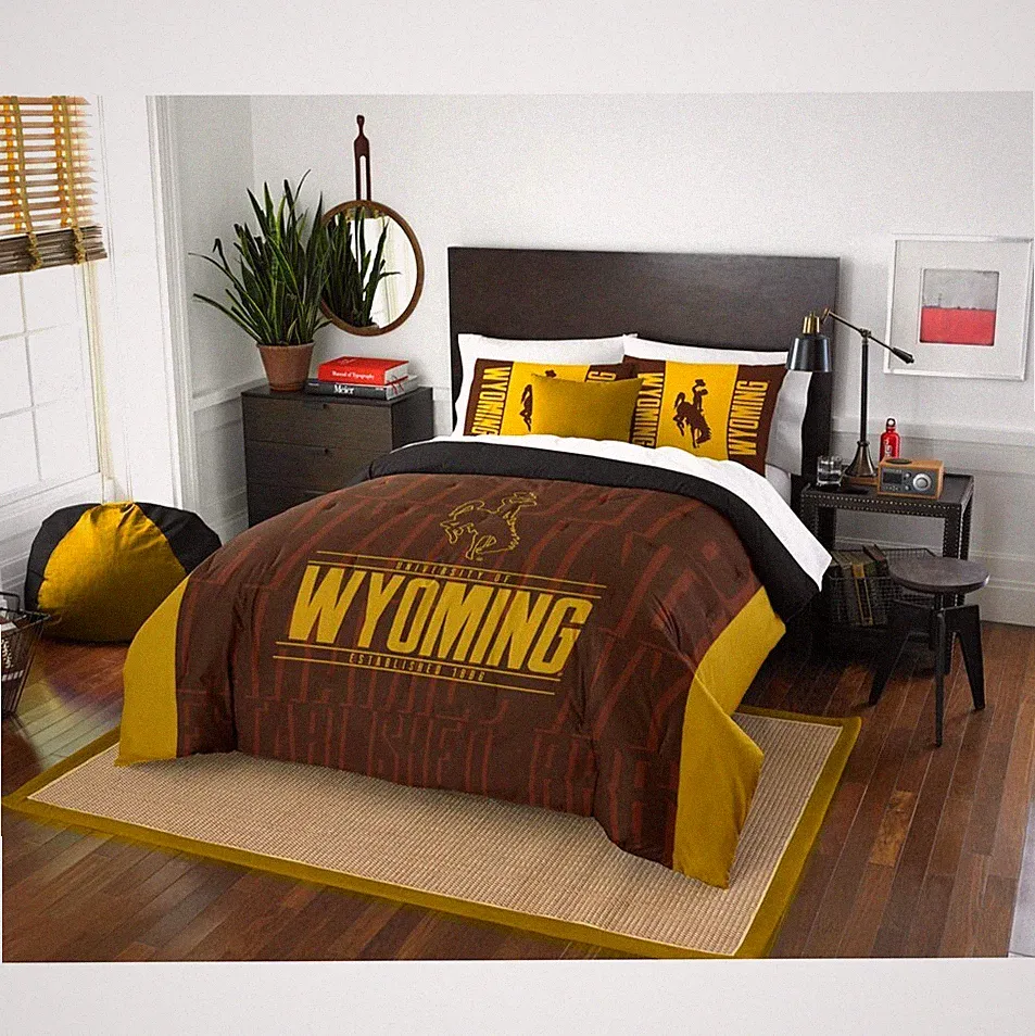 NCAA Wyoming Cowboys Full Queen 3-piece Comforter Bedding Set 🆕 Comfortor Shams