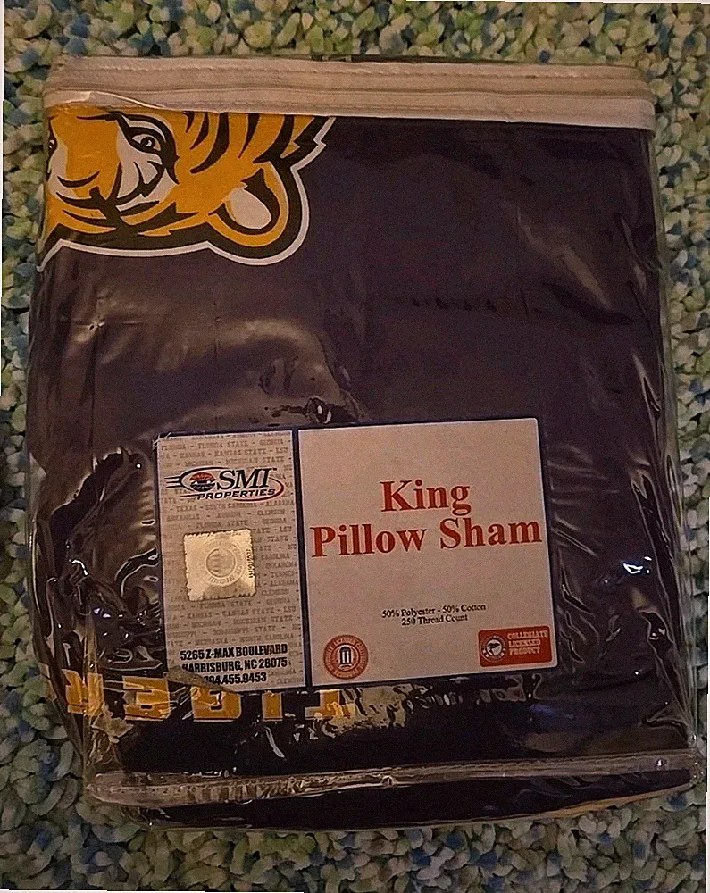 NEW LSU NCAA Tigers King Pillow Sham Cover