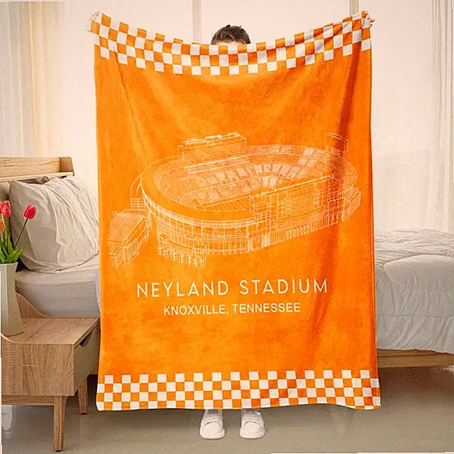Neyland Stadium Tennessee Football Custom Name Flannel Blanket Gift