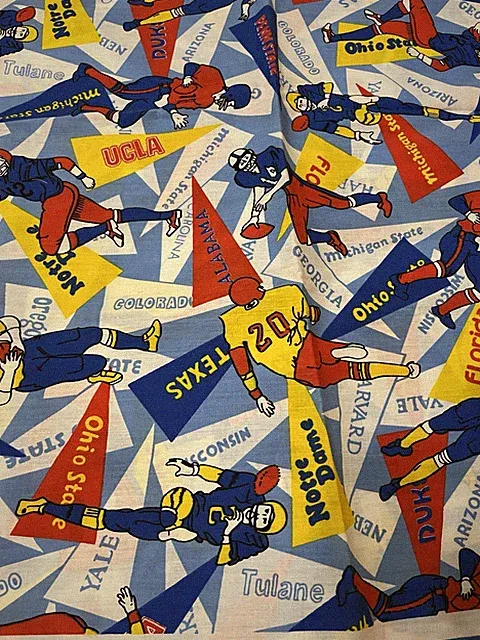 Vintage Football College Pennant Fabric 44” x 1 Yard NCAA Sports Cotton OSU MSU