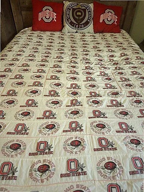 VTG Ohio State Buckeyes Bedspread & 3 Pillows Full/Queen OSU NCAA